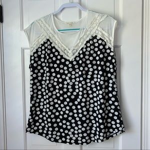 Faith and Joy mixed media blouse size 1X EUC